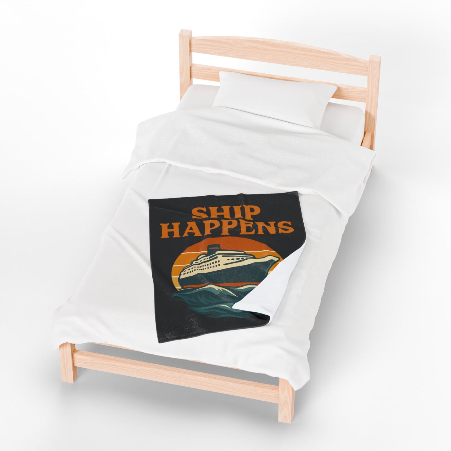 Funny Cruise Blanket – “Ship Happens” Throw Blanket, Nautical Gift for Cruise Lover, Travel Pun Blanket, Boat Trip Must-Have
