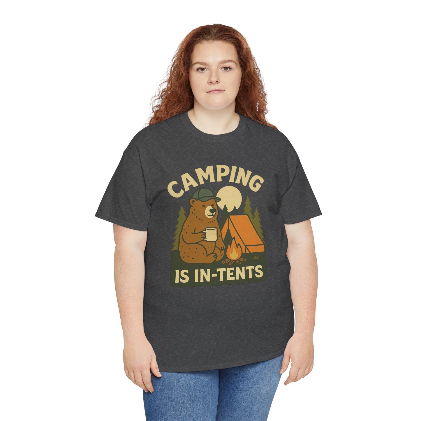 Camping Is In-Tents Funny Bear Camping Tee - Cute Outdoorsy Pun Shirt - Retro Campfire Graphic, Nature Lover Gift, Unisex Adventure Apparel