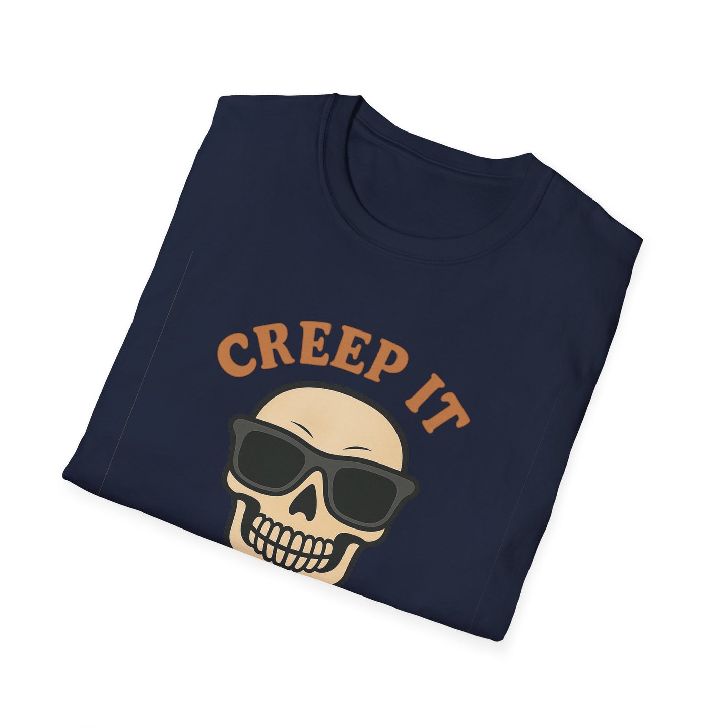 Creep It Real Shirt - Funny Skull Halloween T-Shirt, Spooky Season Graphic Tee, Cool Skeleton with Sunglasses, Humorous Fall Top