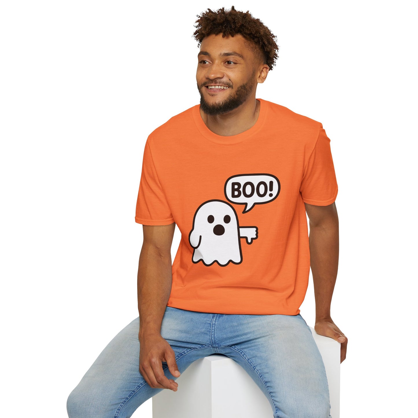 Cute Ghost Thumbs-Down 'Boo' Tee | Funny Halloween Play on Words Shirt | Spooky Season Ghost Tee | Fall Coquette Aesthetic Tee