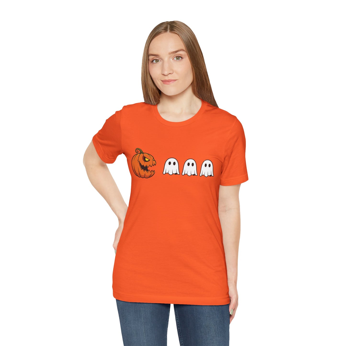 Pumpkin Pac-Man Shirt, Halloween Arcade Tee, Pumpkin Chase Ghosts Tee, Retro Gaming Halloween, Spooky Season Shirt, Vintage Game Pumpkin Top