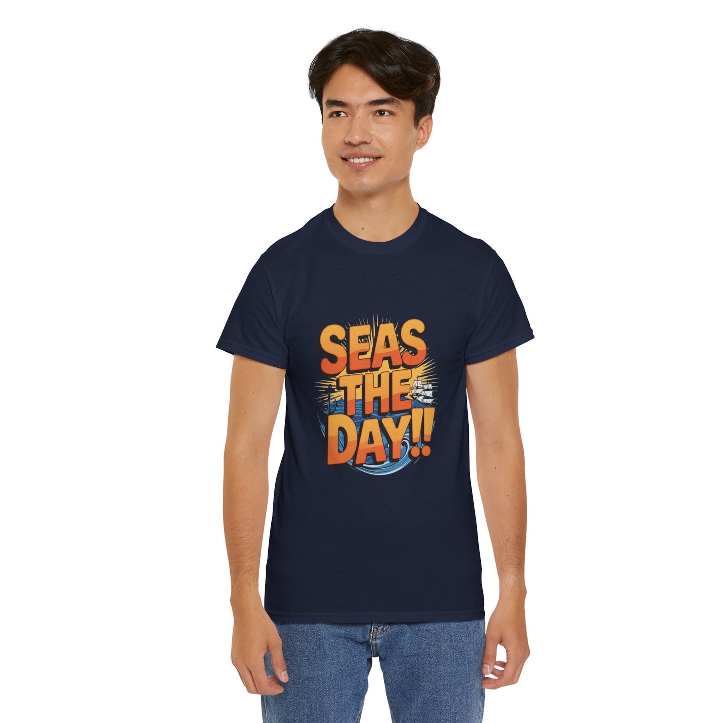 Seas The Day!! Tee • Ocean Pun Graphic Shirt • Comfort Colors Unisex Beachy Vibes • Nautical Aesthetic • Gift for Sea Lovers & Summer Vacays