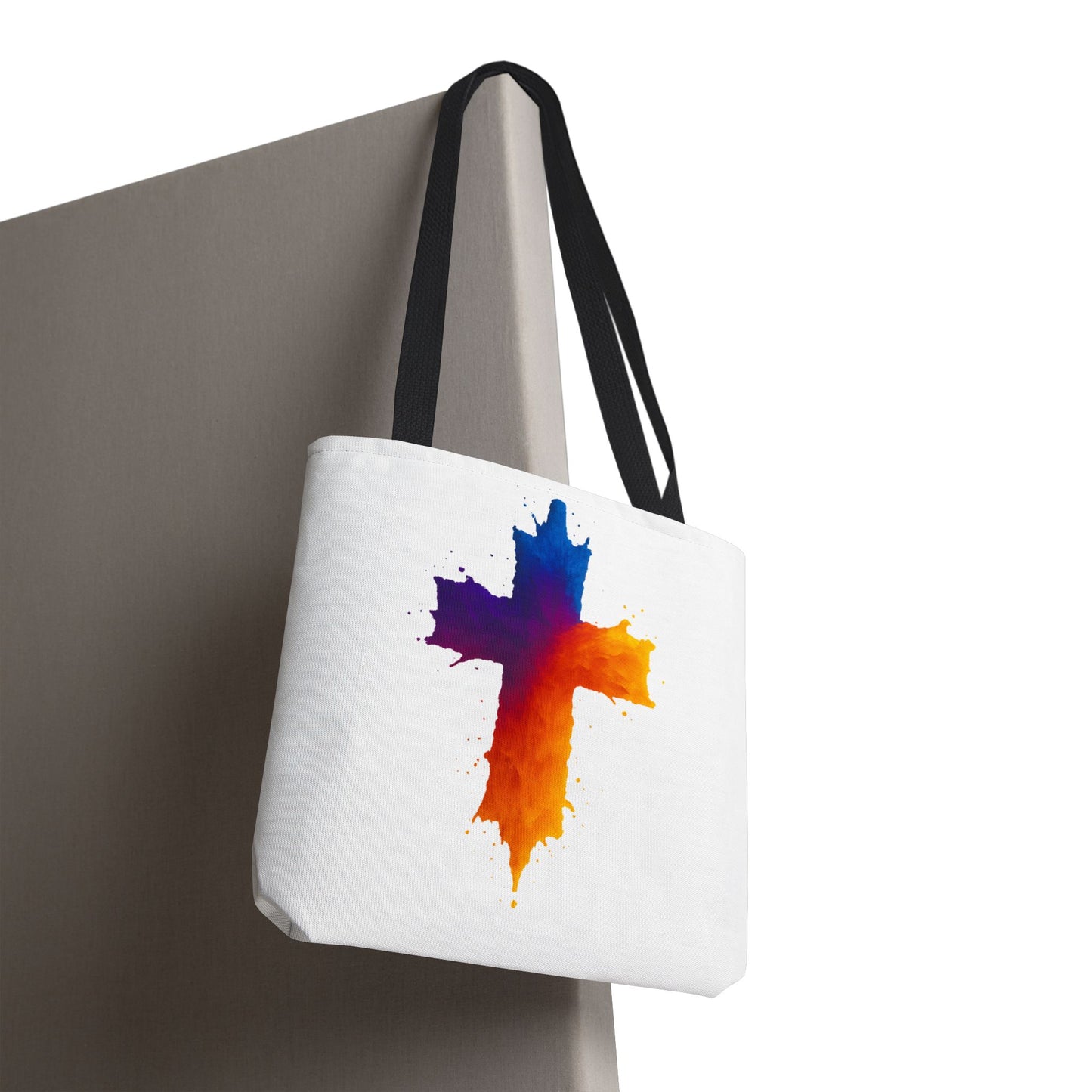 Watercolor Cross Tote Bag, Faith Tote, Christian Gift Bag, Religious Art Shoulder Bag, Inspirational Everyday Carry, Spiritual Cross Design Tote