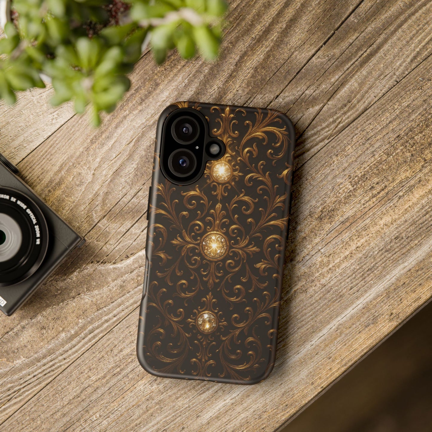 Baroque iPhone Case β Elegant Gold Floral Scroll Design for iPhone 16, 15, 14, 13, Pro Max & More
