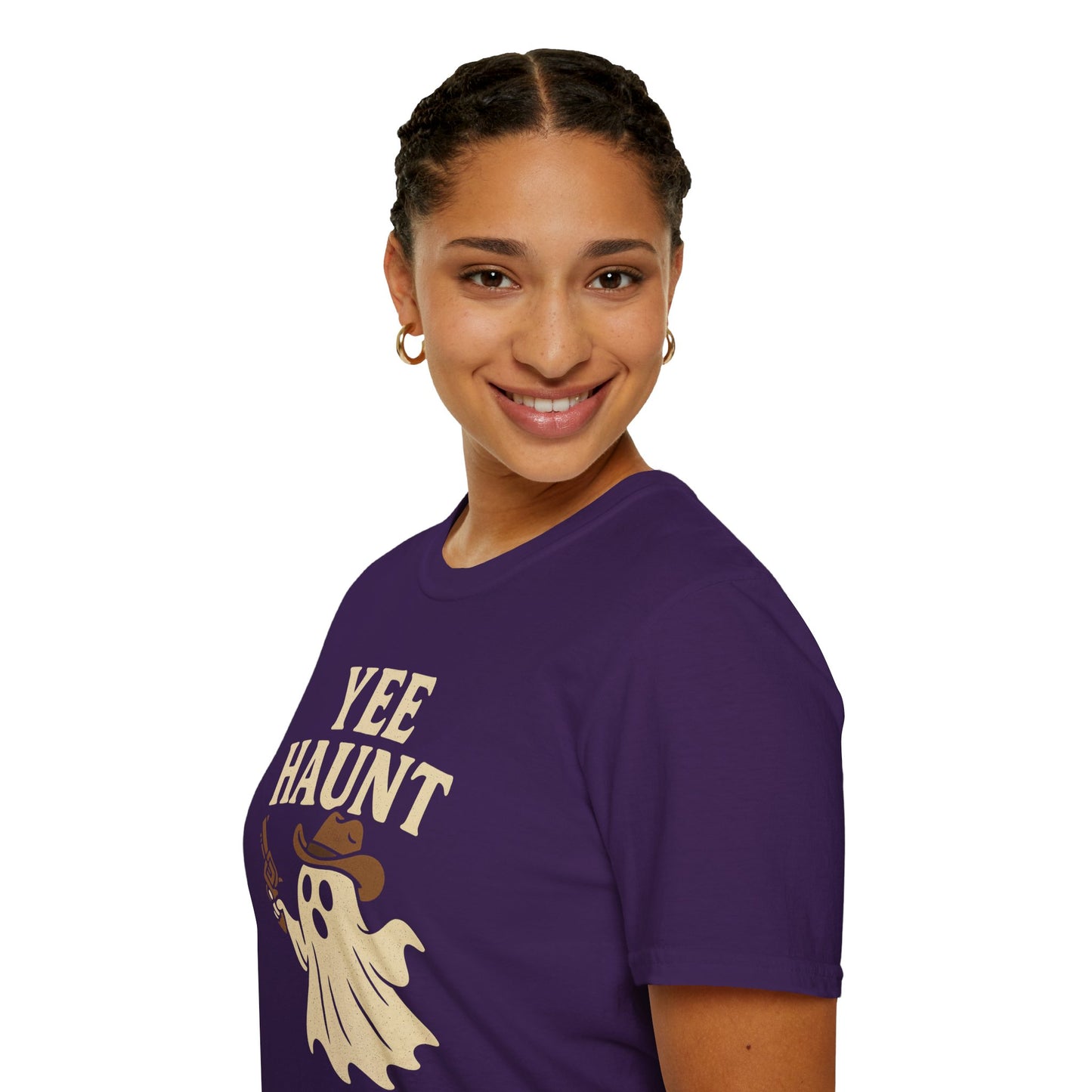 Yee Haunt Ghost Cowboy Halloween Tee - Cute Western Spooky Ghost Shirt - Boo Haw Fall Tee for Ghost Lovers - Unisex Halloween Graphic T-Shirt