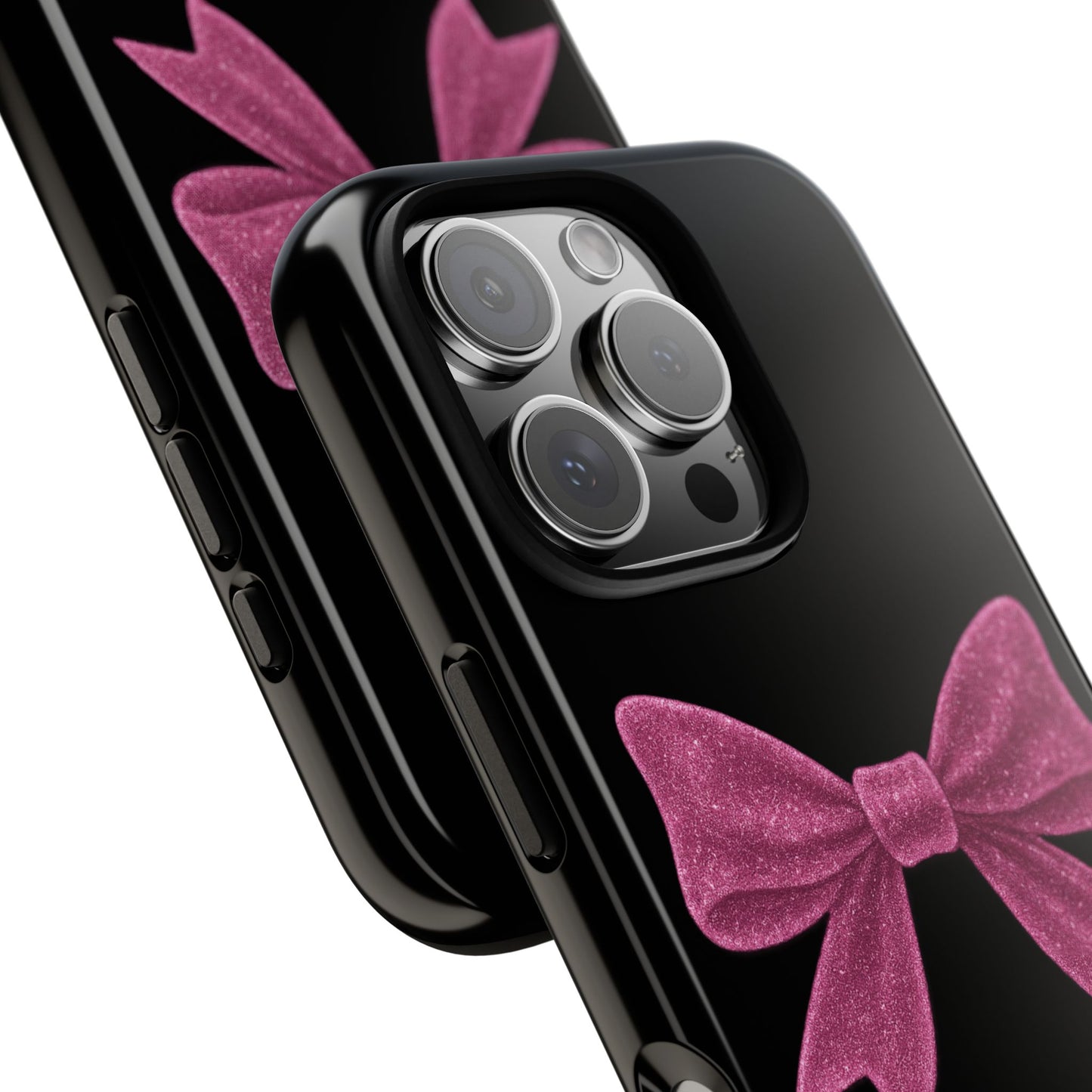 Pink Bow iPhone Case β Coquette Aesthetic Phone Cover β Glitter Soft Girl Tech Accessory β Cute Glossy Pinkcore Case β Gift for Her