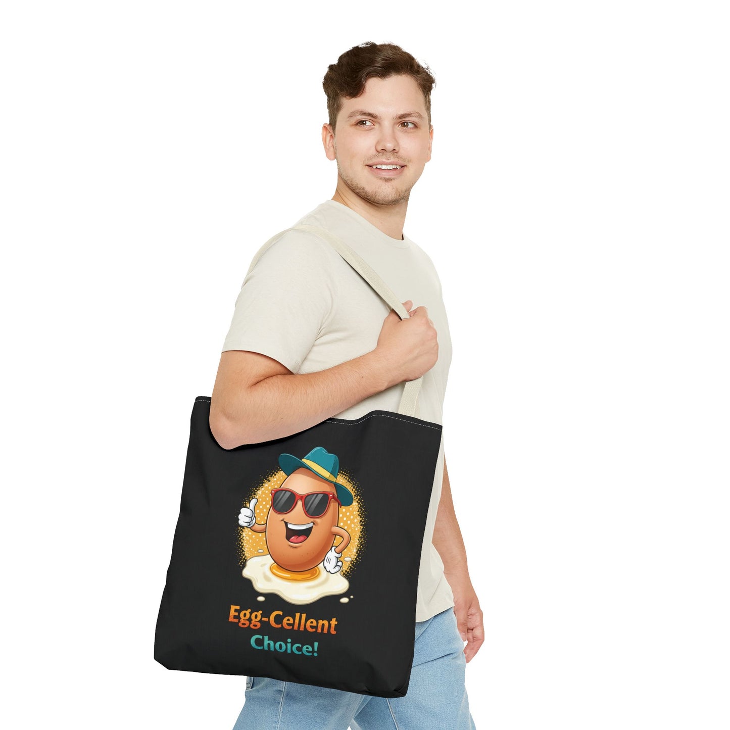 Tote Bag: Egg-Cellent Choice Thumbs Up Pun Design