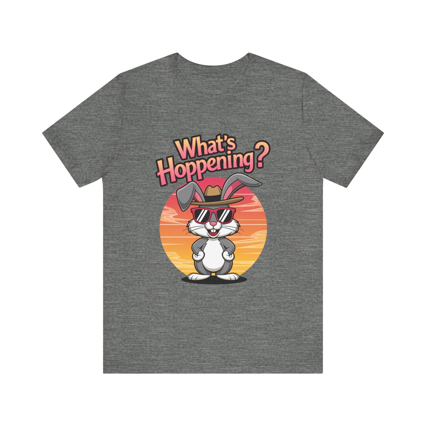 What’s Hoppening Funny Bunny Shirt – Cute Rabbit Pun T-Shirt – Sunset Graphic Tee for Animal Lovers, Easter, and Pun Enthusiasts