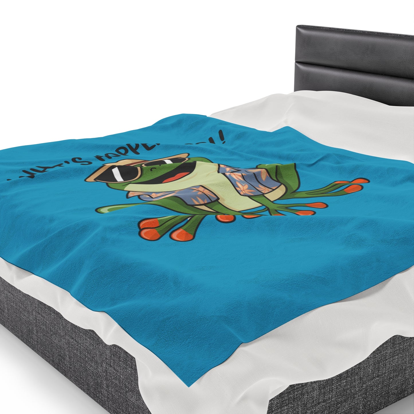 Plush Blanket - Frog What's Hoppening Pun Design