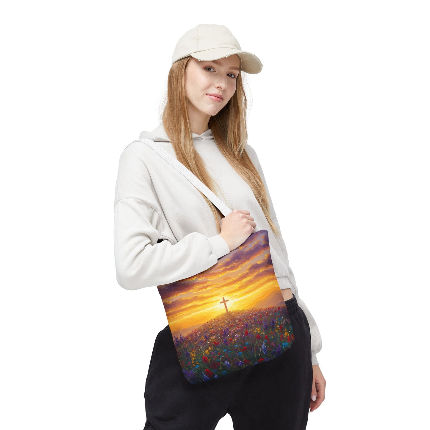 Cross Painted Tote Bag Christian Bag Inspirational Tote Spiritual Bag Religious Tote Bag