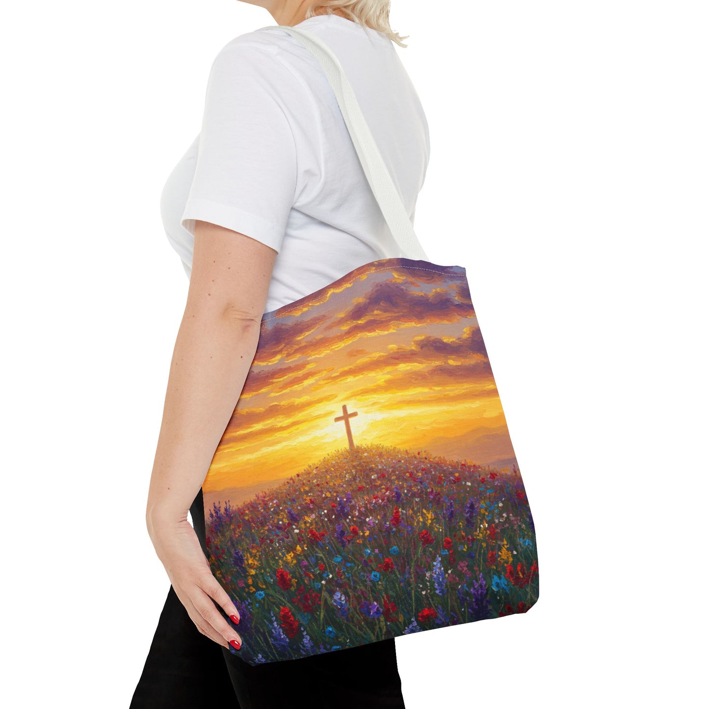 Cross Painted Tote Bag Christian Bag Inspirational Tote Spiritual Bag Religious Tote Bag