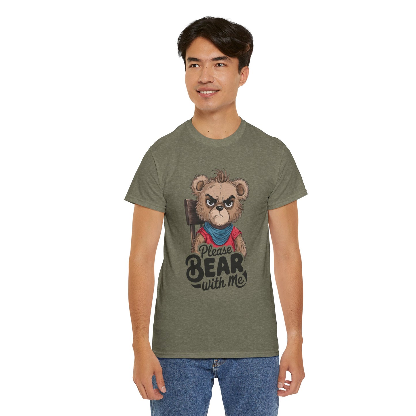 Grumpy Bear Graphic Tee – Please Bear With Me Shirt – Funny Animal T‑shirt – Sarcastic Humor Gift – Cute Bear Meme Art Tee