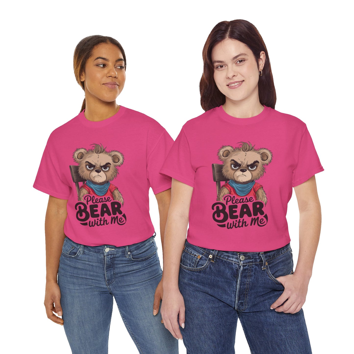 Grumpy Bear Graphic Tee – Please Bear With Me Shirt – Funny Animal T‑shirt – Sarcastic Humor Gift – Cute Bear Meme Art Tee