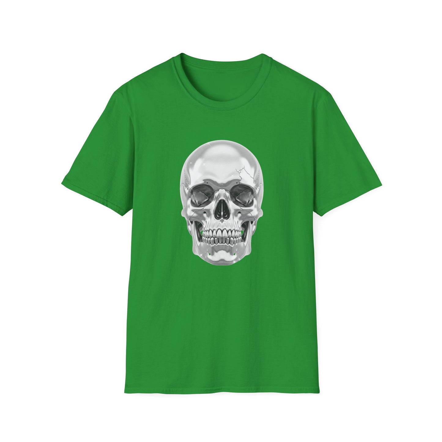 Chrome Skull Graphic Tee - Edgy Metallic Skull Shirt - Retro Rock Vibe, Dark Aesthetic, Unisex Cool Gift - Trendy Fashion Statement Top