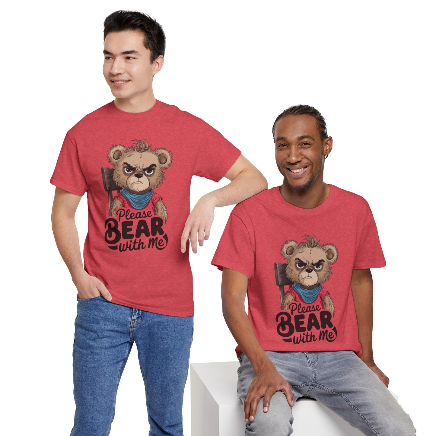 Grumpy Bear Graphic Tee – Please Bear With Me Shirt – Funny Animal T‑shirt – Sarcastic Humor Gift – Cute Bear Meme Art Tee