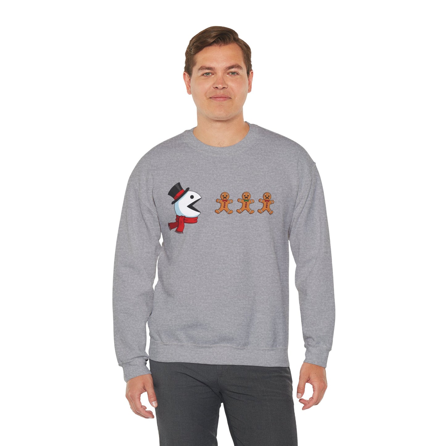 Funny Snowman And Gingerbread Sweatshirt, Cute Christmas Crewneck, Holiday Winter Sweater, Festive Graphic Pullover For Men And Women