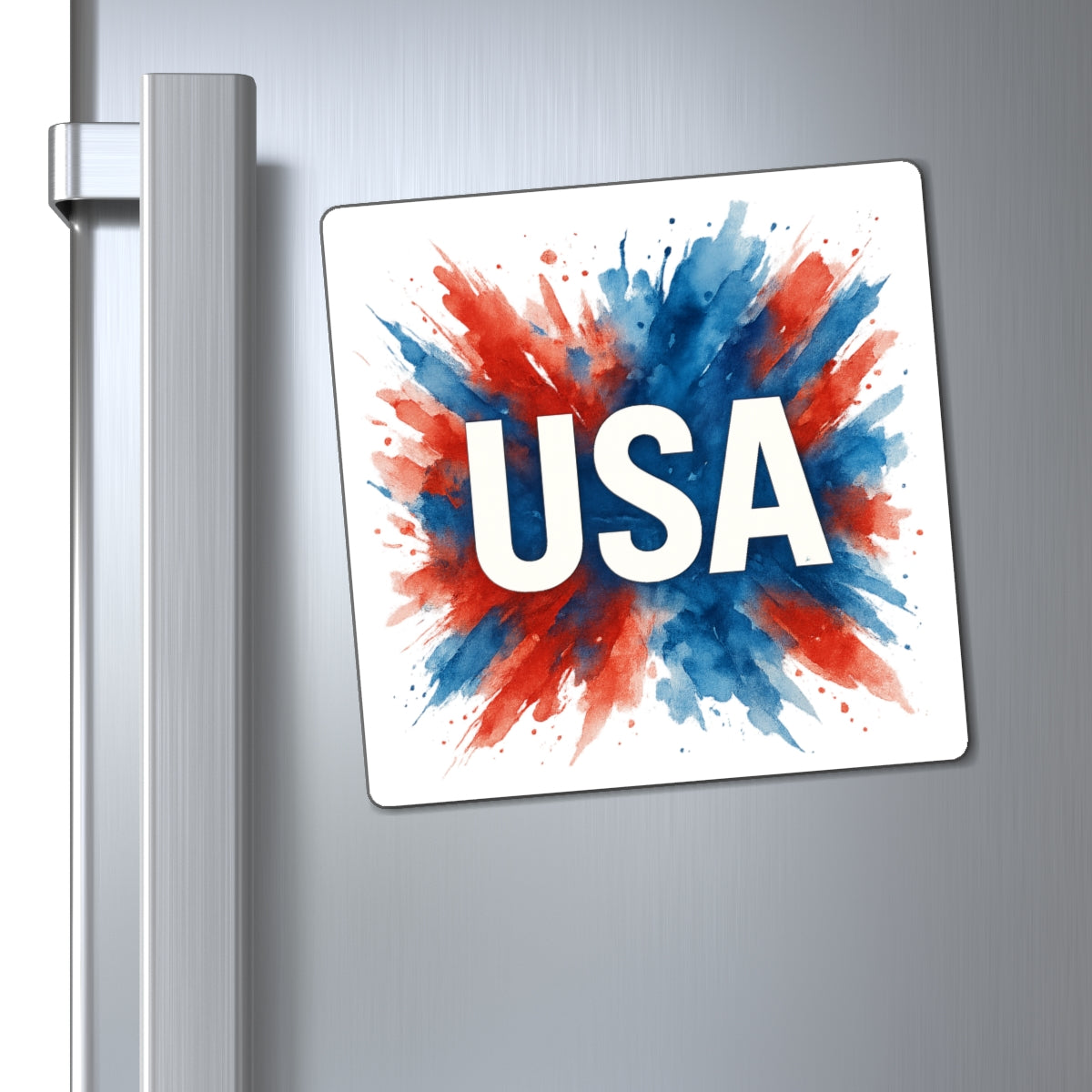 USA Magnet - Matte Vinyl Patriotic Red White Blue Fridge Magnet, 3 Sizes, Black Magnetic Backing, 4th of July Kitchen Decor Gift