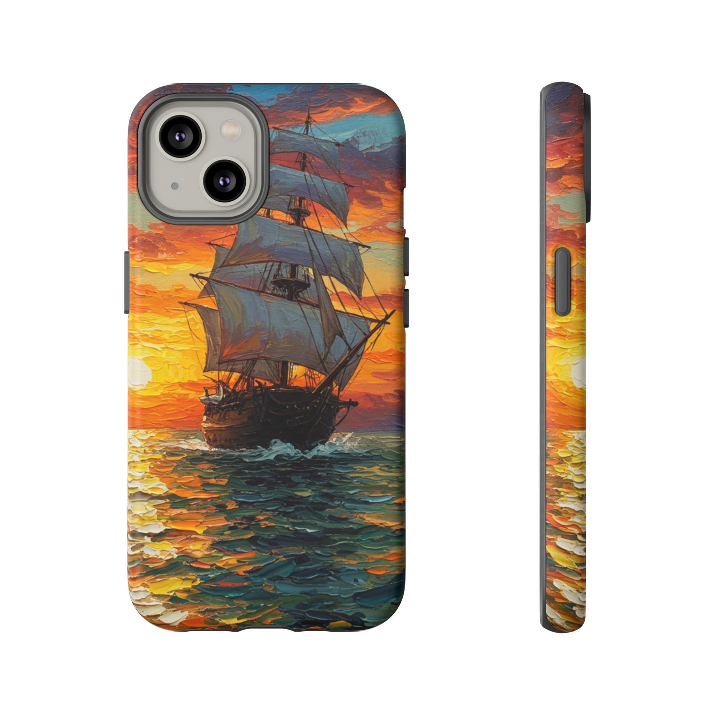 iPhone Case - Ship Sailing at Sunset Design