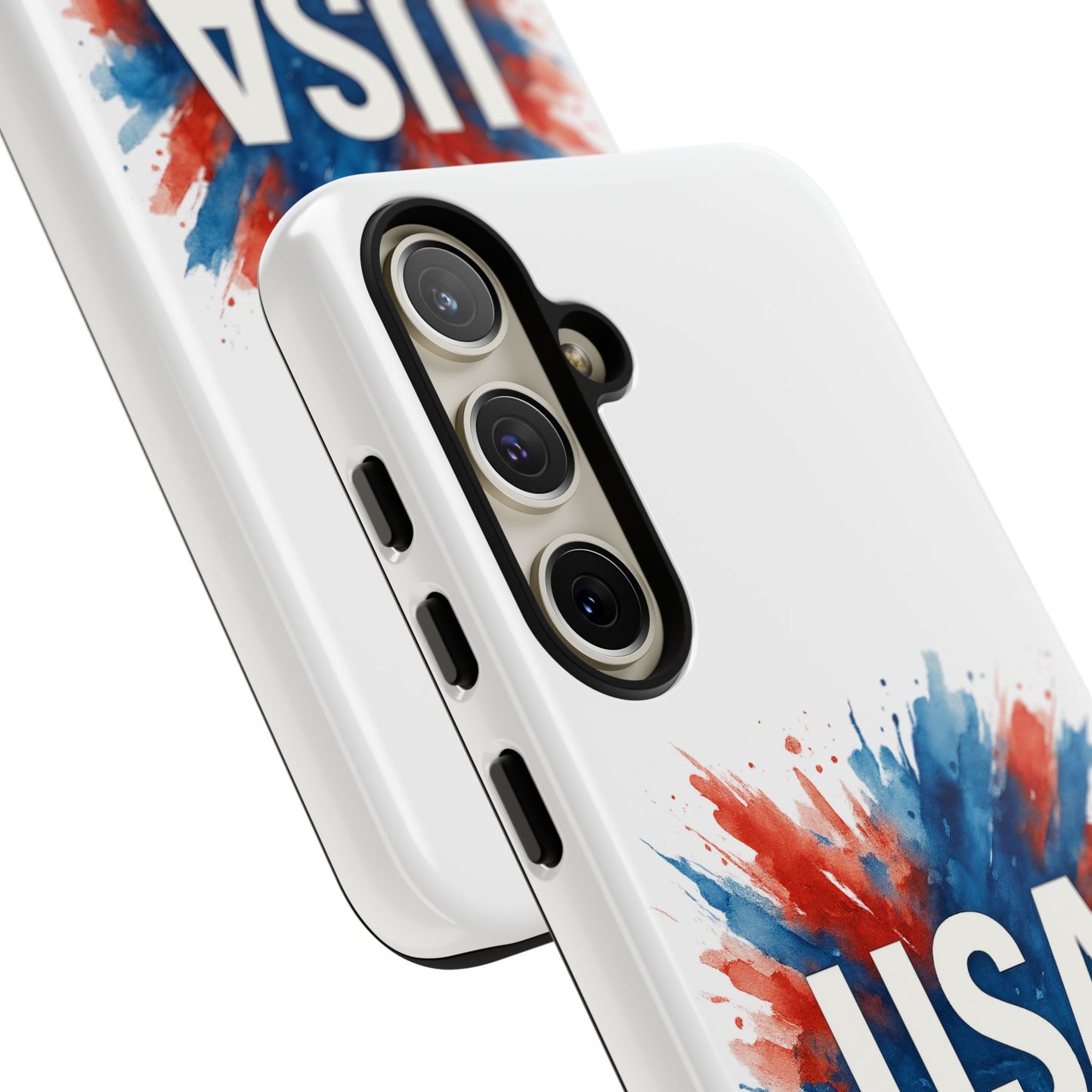 USA Splash Samsung Case - Patriotic Red White Blue Tough Cover, Dual-Layer Protection, 4th of July amd Veteran Gift for Galaxy