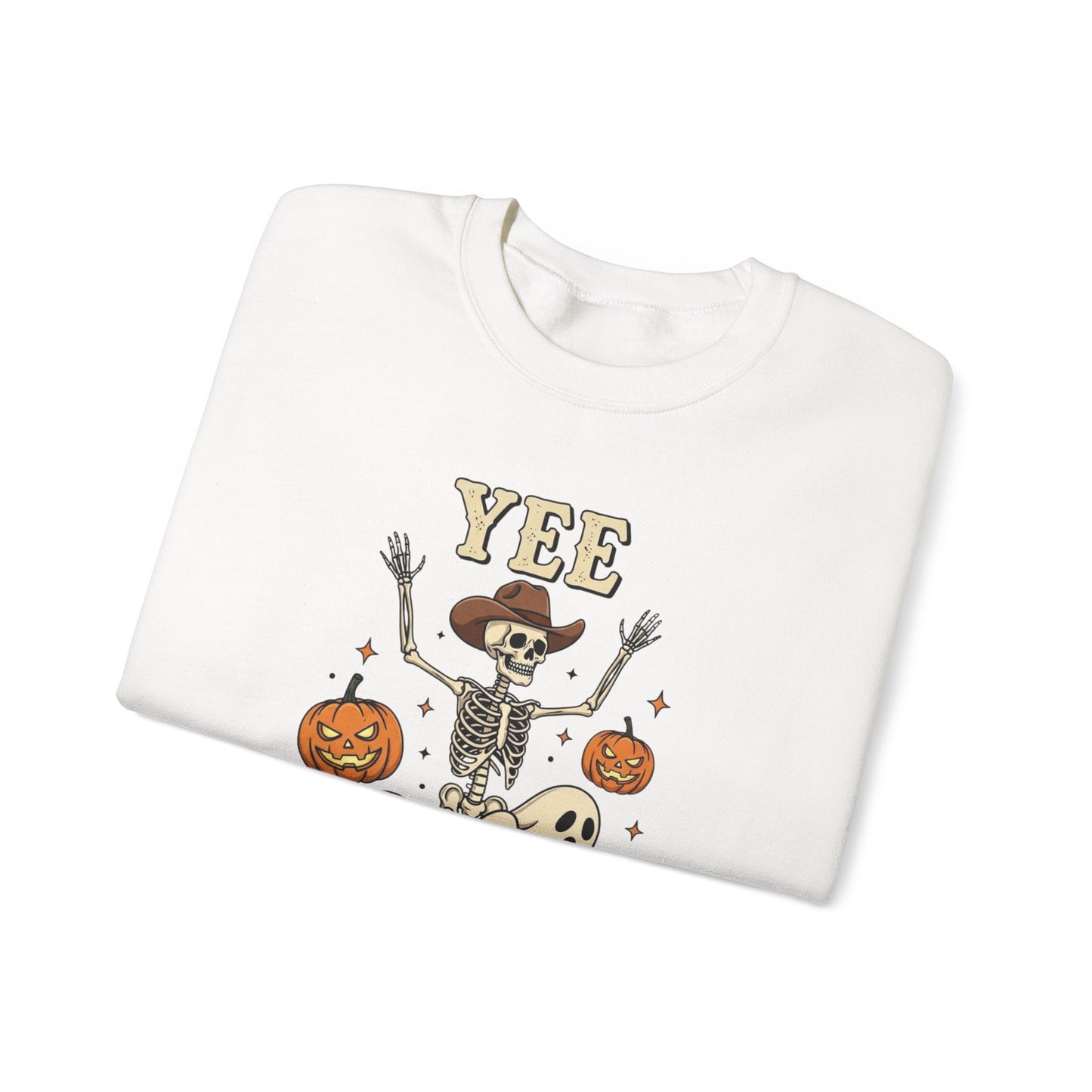 Yee Haunt Sweatshirt, Skeleton Ghost Pullover, Funny Halloween Crewneck, Spooky Pumpkin Ghost Tee, Haunting Night Graphic Sweatshirt
