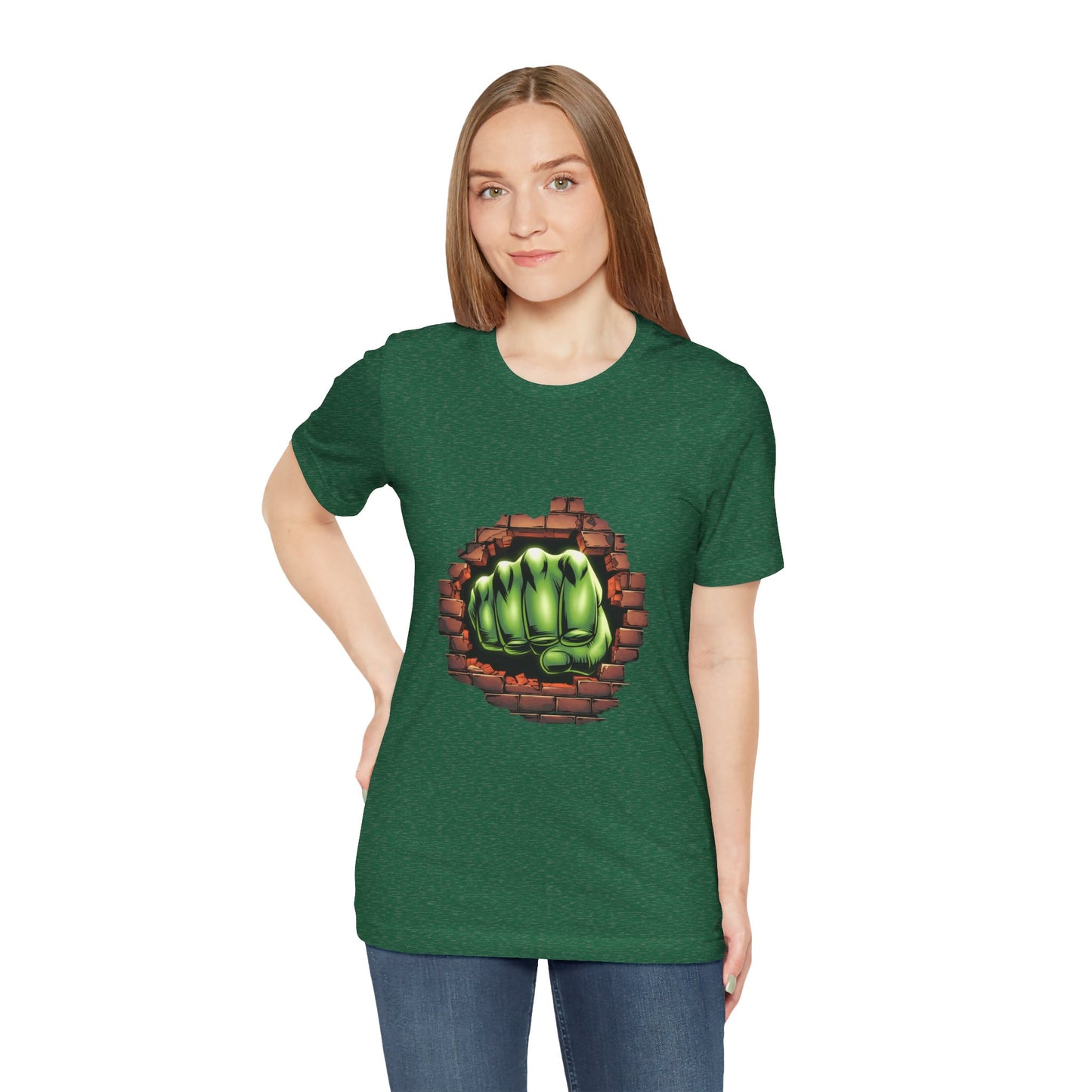 Green Hero Fist Graphic Tee – Superhero Shirt, Comic Pop Art, Gamer Gift, Y2K Dopamine Aesthetic, Funny Nerd Fashion, Unisex T‑shirt