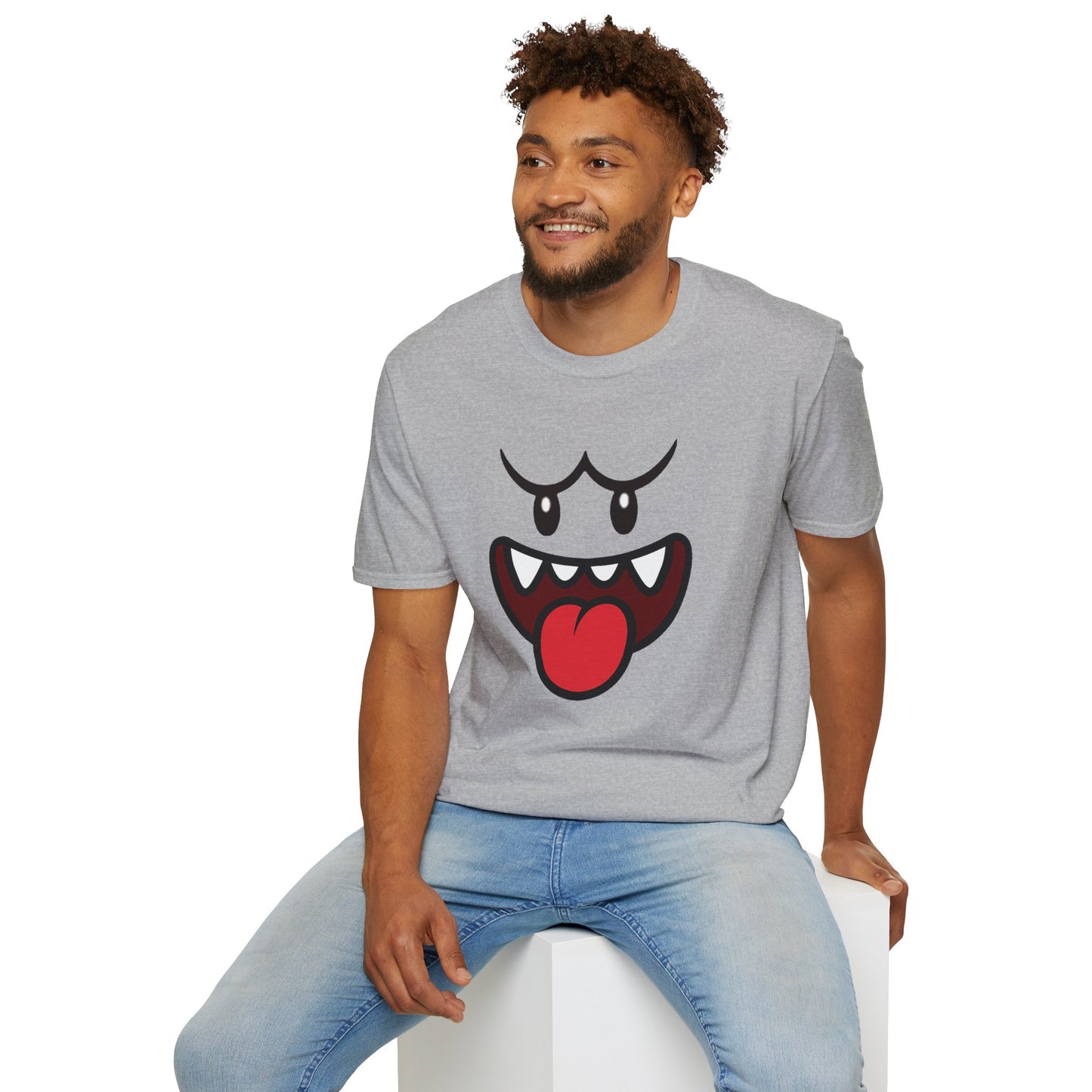 Ghost Face Graphic T-Shirt – Funny Spooky Cute Retro Halloween Tee, Y2K Nostalgia Bold Design, Soft Cotton, Fall Gift Shirt