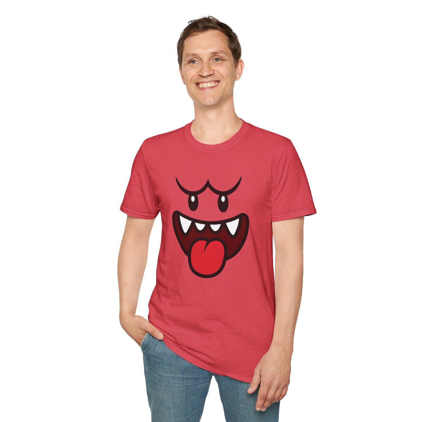 Ghost Face Graphic T-Shirt – Funny Spooky Cute Retro Halloween Tee, Y2K Nostalgia Bold Design, Soft Cotton, Fall Gift Shirt