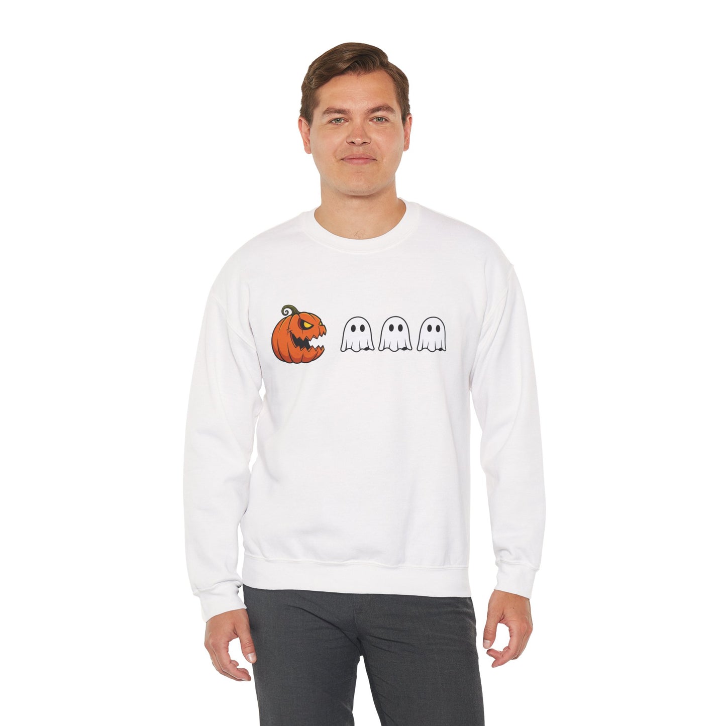Pumpkin Ghost Sweatshirt, Funny Halloween Crewneck, Spooky Ghost Sweater, Cute Pumpkin Sweatshirt, Fall Outfit, Scary Face Sweatshirt