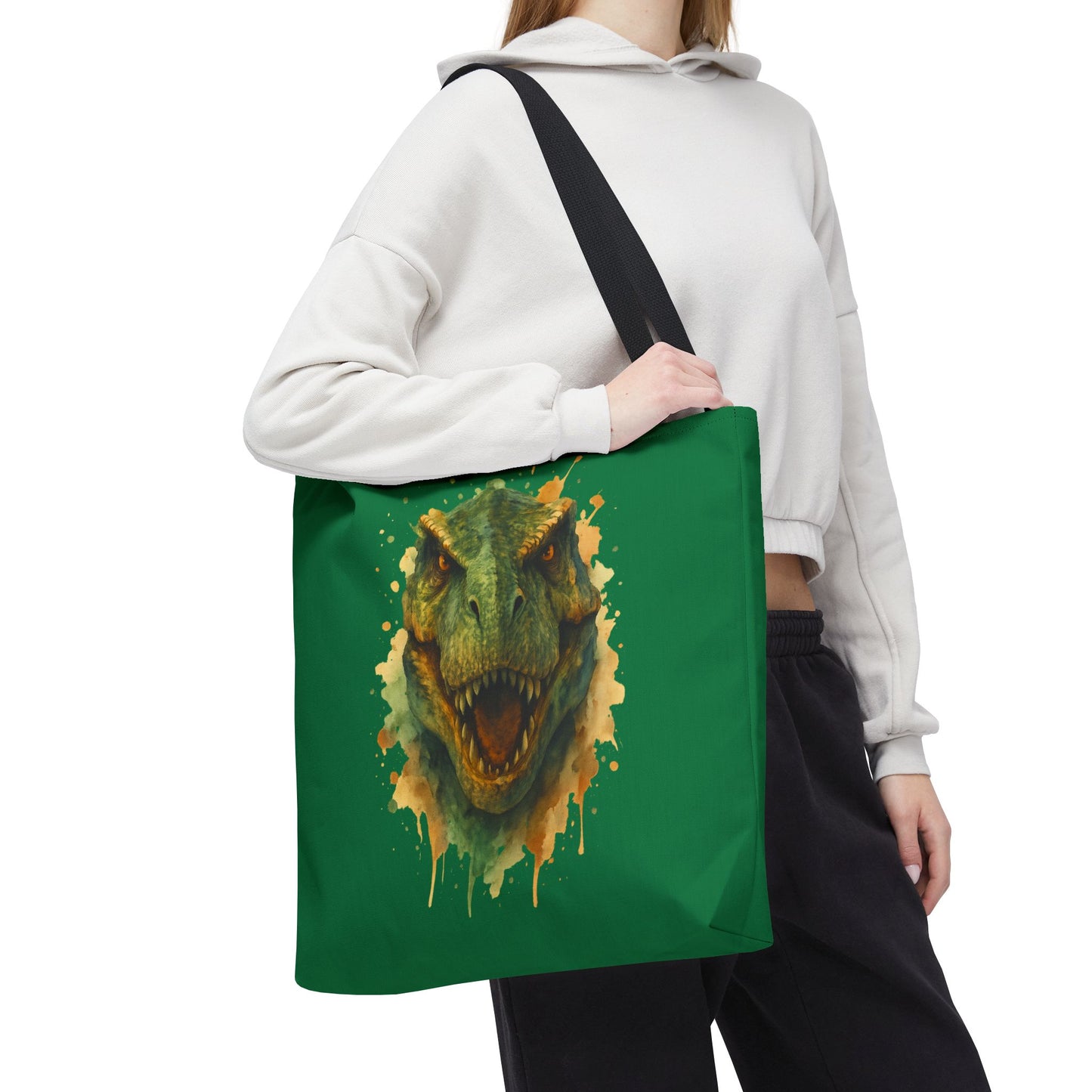 Watercolor T-Rex Tote Bag - Eco Canvas Dino Shopper, Dinosaur Lover Gift, Book Bag, Reusable Grocery Tote - Aesthetic Paleontology Art