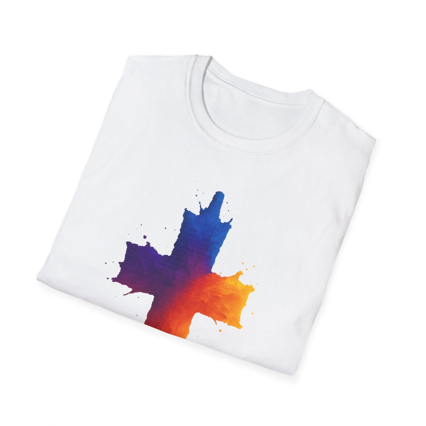 Colorful Abstract Cross T‑Shirt | Bold Grunge Paint Splatter Christian Tee | Unique Vibrant Gift | Inspirational Faith Graphic Shirt