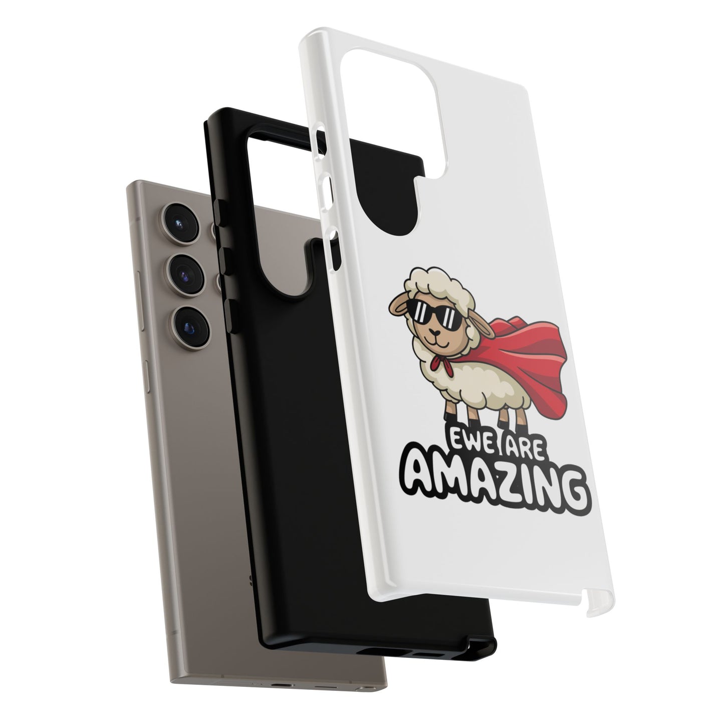 Funny Samsung Case - Cute Sheep Phone Cover - "Ewe Are Amazing" Gift for Her or Him - Animal Pun Superhero Case - Samsung Case