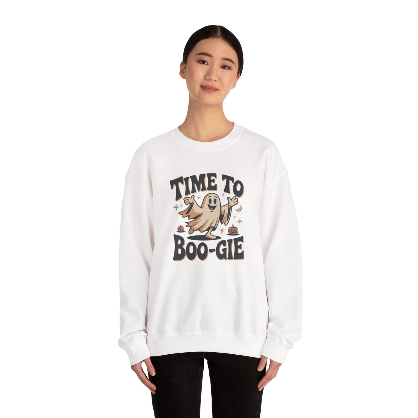Time to Boo-gie Sweatshirt, Cute Ghost Halloween Crewneck, Spooky Sayings Graphic Pullover, Boo-gie Ghost Sweater, Fall Spooky Season Outfit