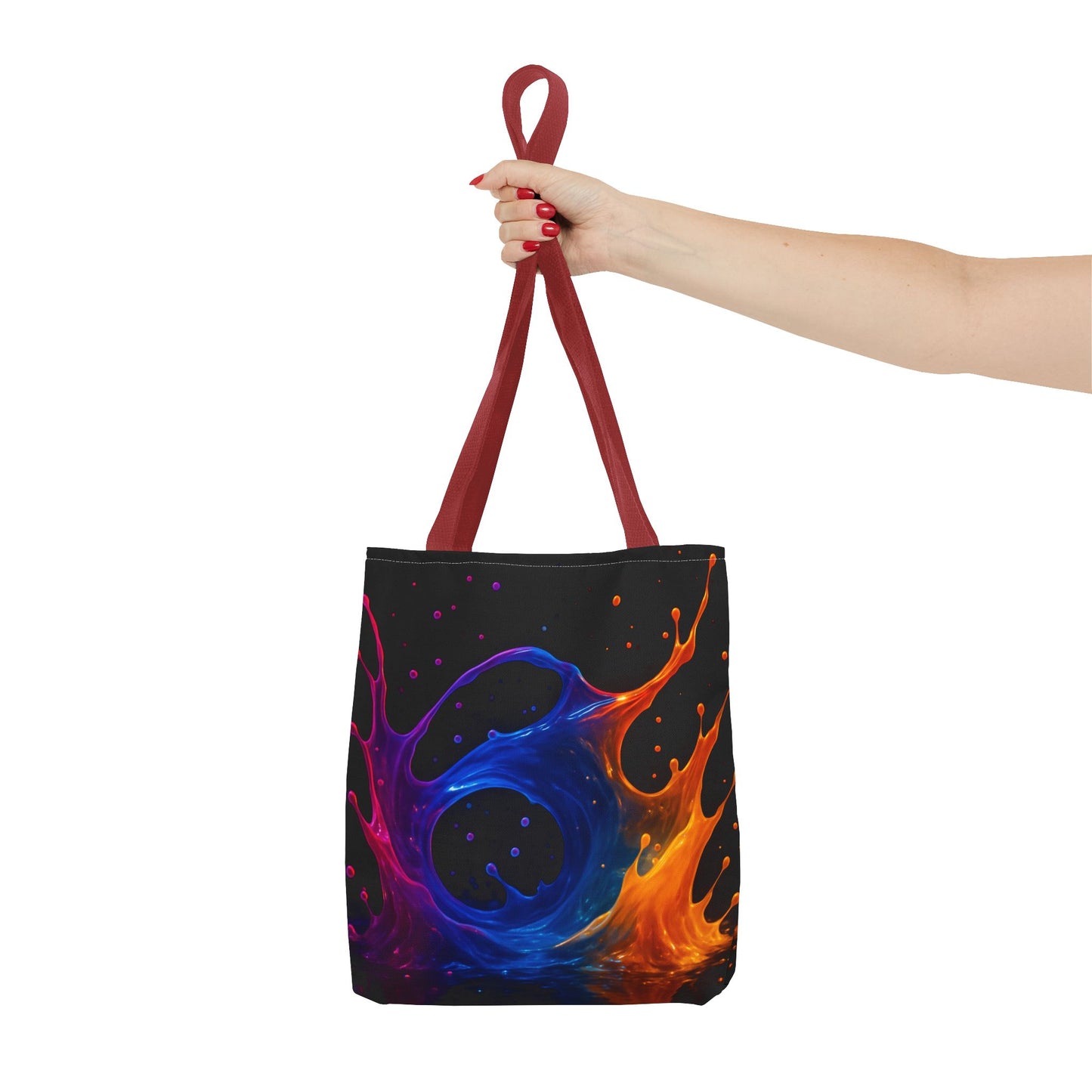 Elemental Fusion Tote Bag, Fire And Water Abstract Art Design, Vibrant Blue And Orange Splash Reusable Tote For Artists, Travel, And Everyday Use