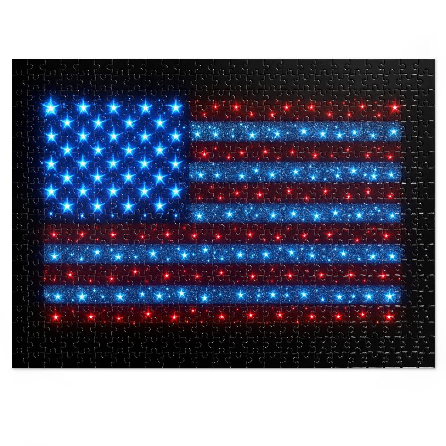 Bioluminescent USA Flag Jigsaw Puzzle - Patriotic Cosmic Puzzle 252-2000PC - Starry Red White Blue Home Decor Family Game Night Gift