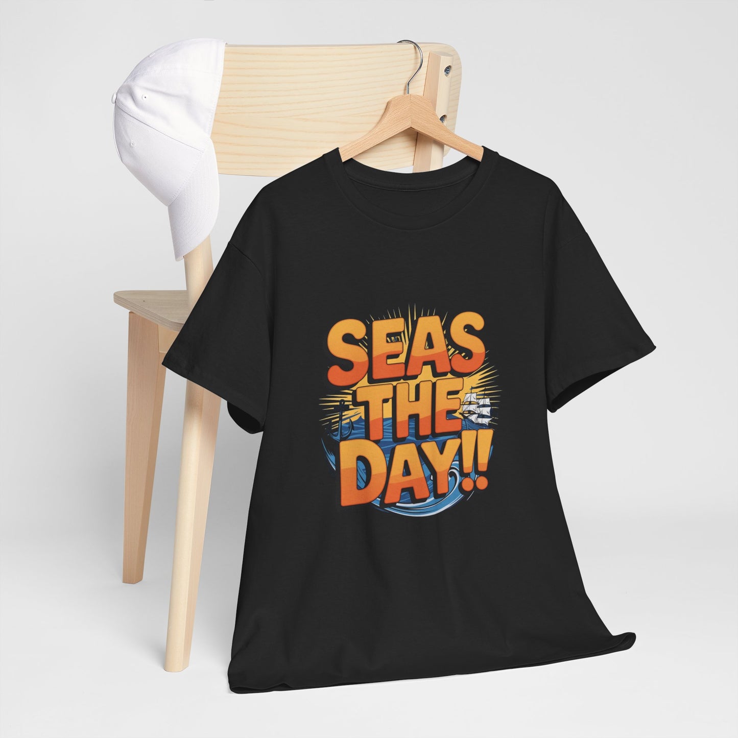 Seas The Day!! Tee • Ocean Pun Graphic Shirt • Comfort Colors Unisex Beachy Vibes • Nautical Aesthetic • Gift for Sea Lovers & Summer Vacays