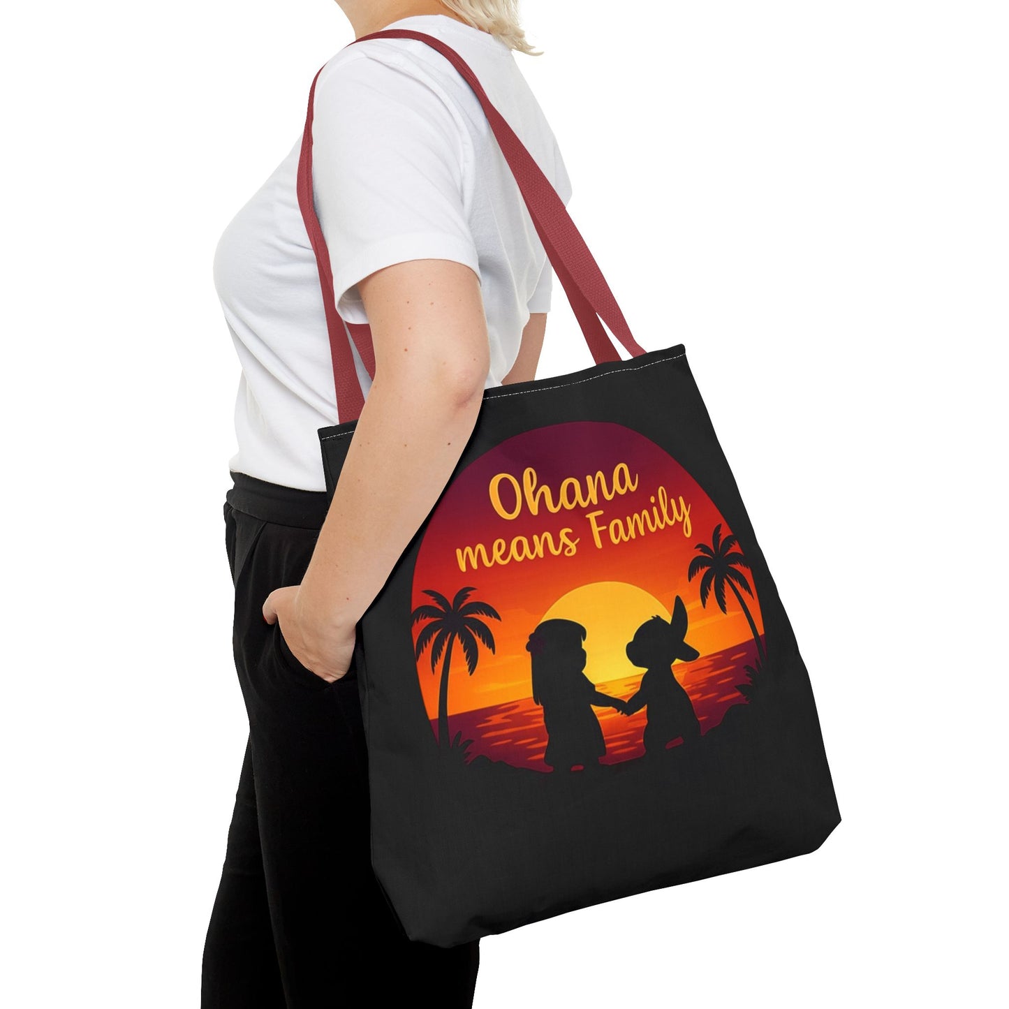 Ohana Means Family Tote Bag – Lilo and Stitch Inspired Bag, Hawaiian Quote, Disney Aesthetic Gift, Reusable Grocery or Beach Bag