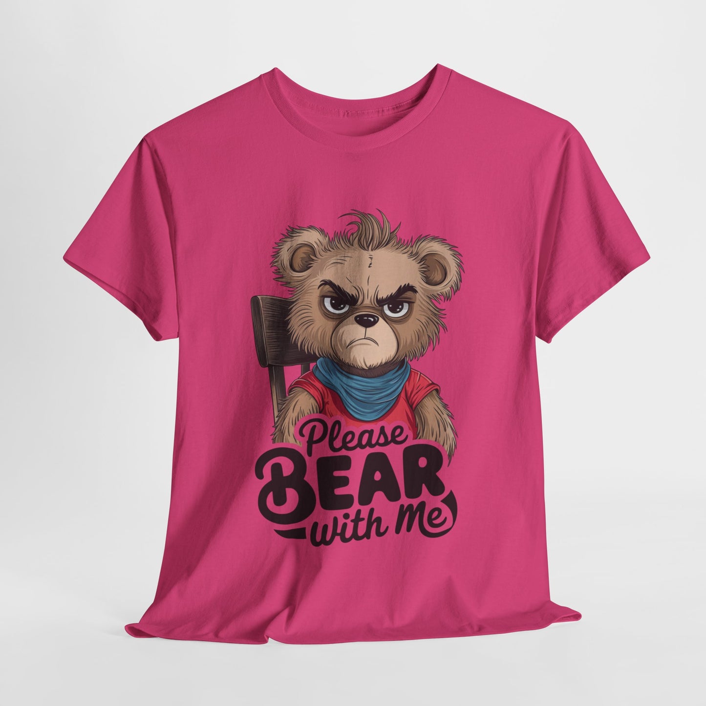 Grumpy Bear Graphic Tee – Please Bear With Me Shirt – Funny Animal T‑shirt – Sarcastic Humor Gift – Cute Bear Meme Art Tee