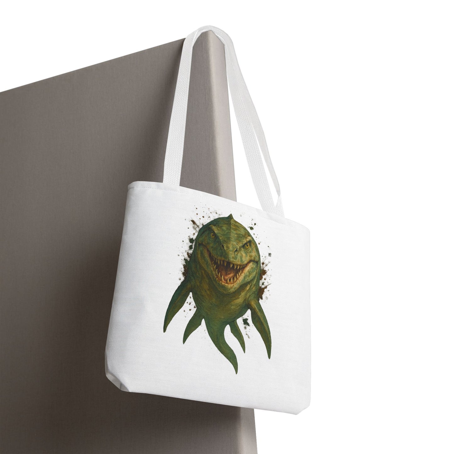 Watercolor Mosasaurus Tote Bag - Prehistoric Sea Monster Art, Dinosaur Ocean Reptile Gift, Eco Canvas Bag for Dino and Marine Fans