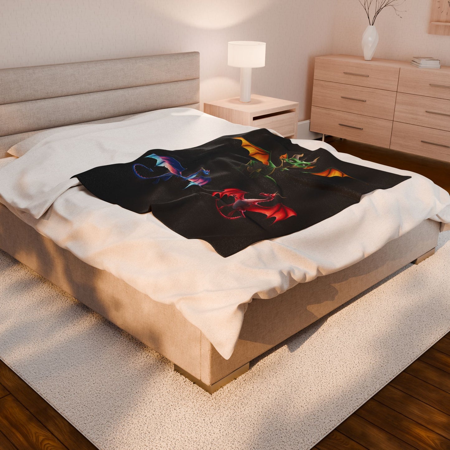 Fantasy Dragon Polyester Blanket | Colorful Dragon Throw for Gamers & DnD Fans | Cozy Mythical Creature Bedding | Dragon Lover Gift