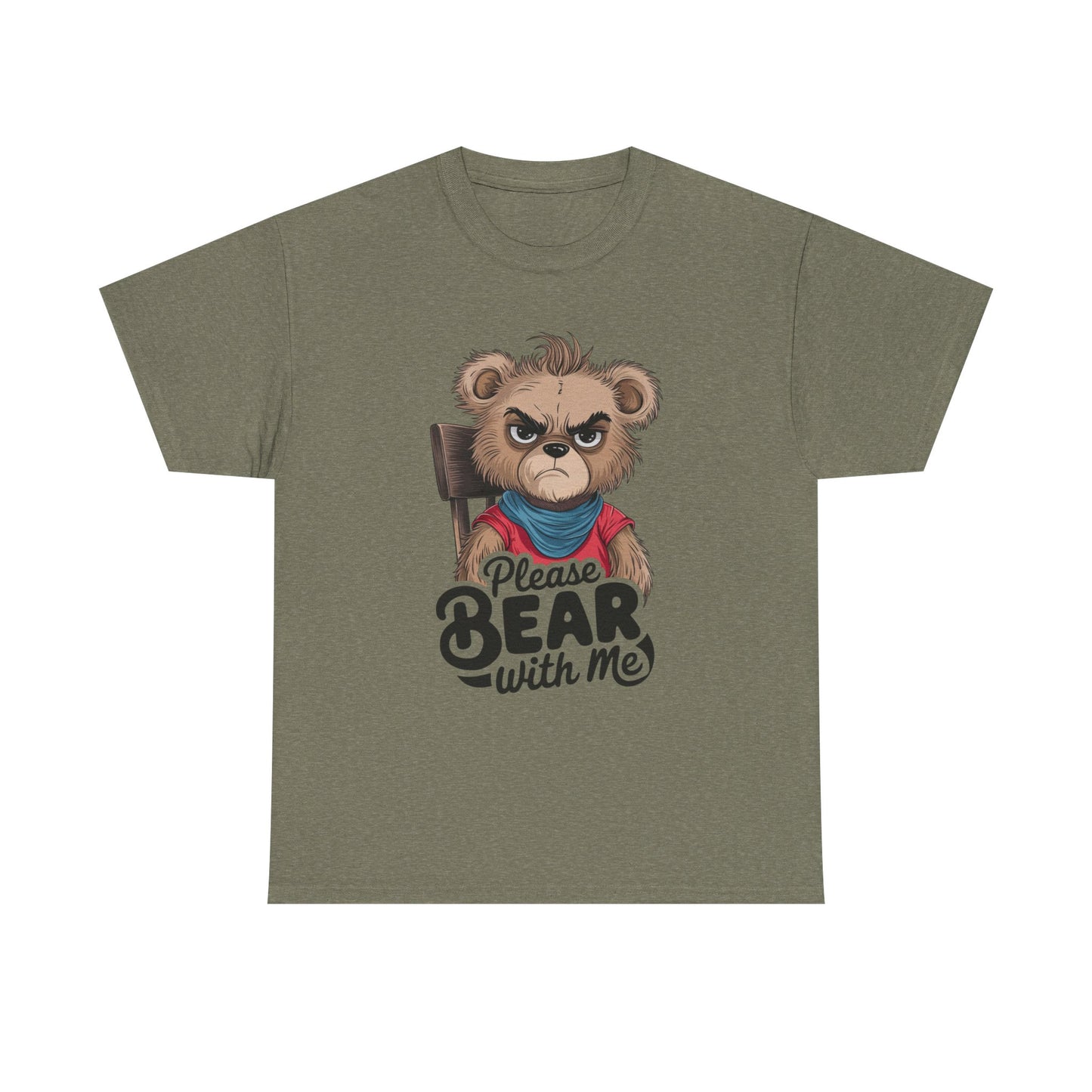 Grumpy Bear Graphic Tee – Please Bear With Me Shirt – Funny Animal T‑shirt – Sarcastic Humor Gift – Cute Bear Meme Art Tee