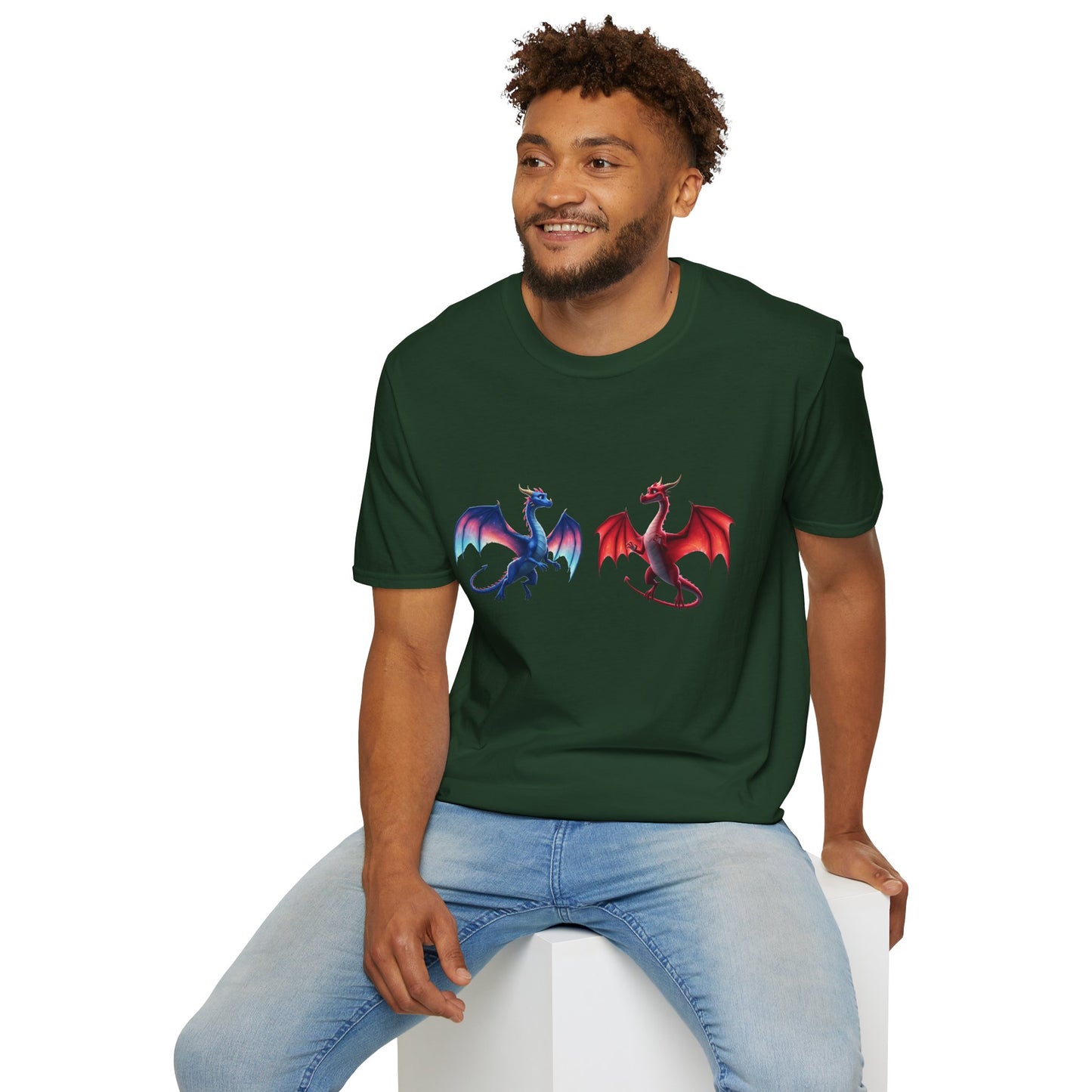 Dragon Duel Fantasy T-Shirt | Fire & Ice Dragon Graphic Tee | Unisex Gamer Shirt | DnD Gift | Cool Mythical Creature Shirt
