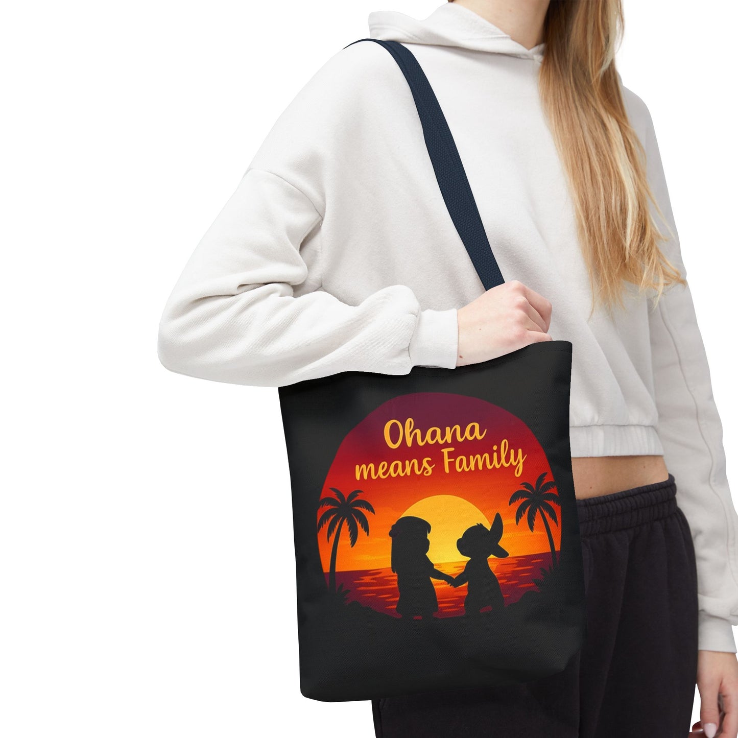 Ohana Means Family Tote Bag – Lilo and Stitch Inspired Bag, Hawaiian Quote, Disney Aesthetic Gift, Reusable Grocery or Beach Bag