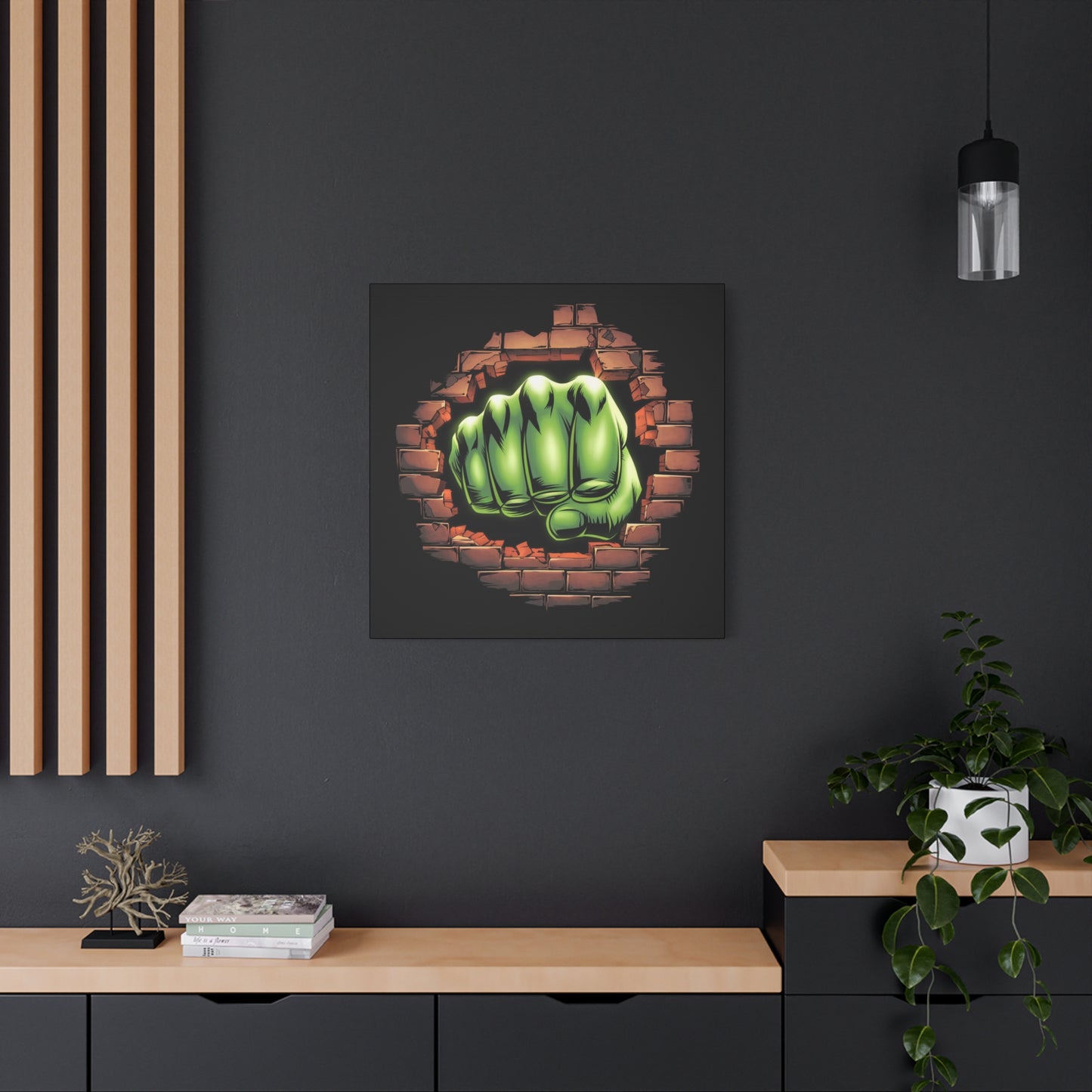 Wall Canvas Green Fist Smashing Design, Wall Art, Comic Canvas