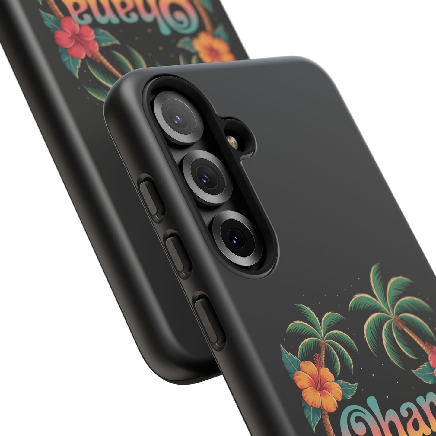 Tropical Ohana Samsung Case - Summer Beach Phone Cover - Hawaiian Palm & Hibiscus Design - Rugged & Glossy Protector for Galaxy