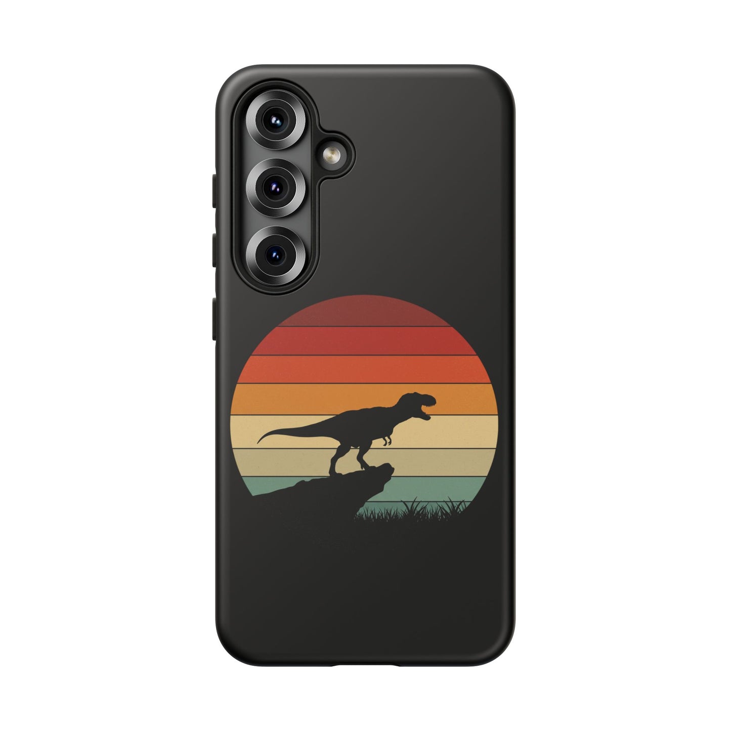 Retro Sunset Dinosaur Samsung Case | T-Rex Silhouette Vintage Gradient Cover for Galaxy S25/S24/S23 Series Dinosaur Phone Case
