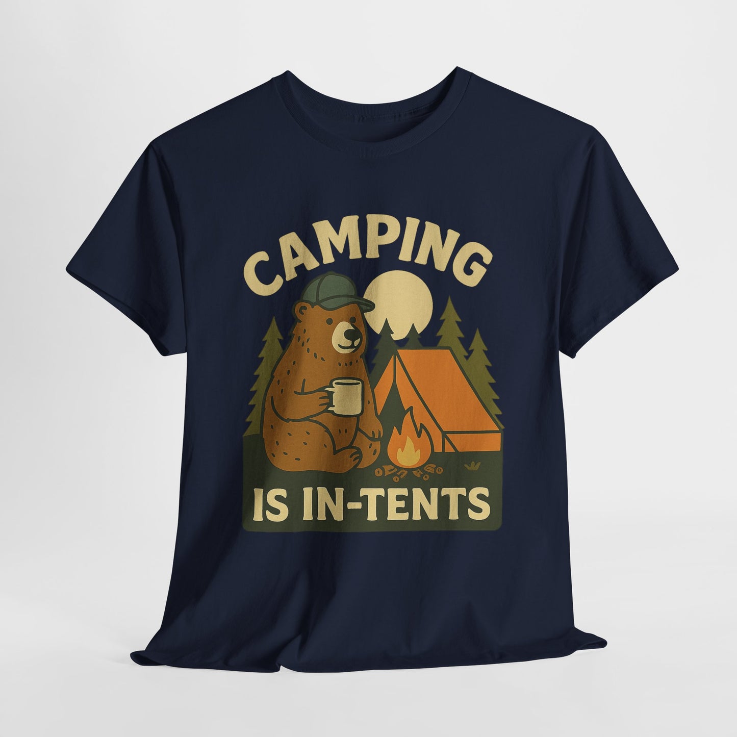 Camping Is In-Tents Funny Bear Camping Tee - Cute Outdoorsy Pun Shirt - Retro Campfire Graphic, Nature Lover Gift, Unisex Adventure Apparel