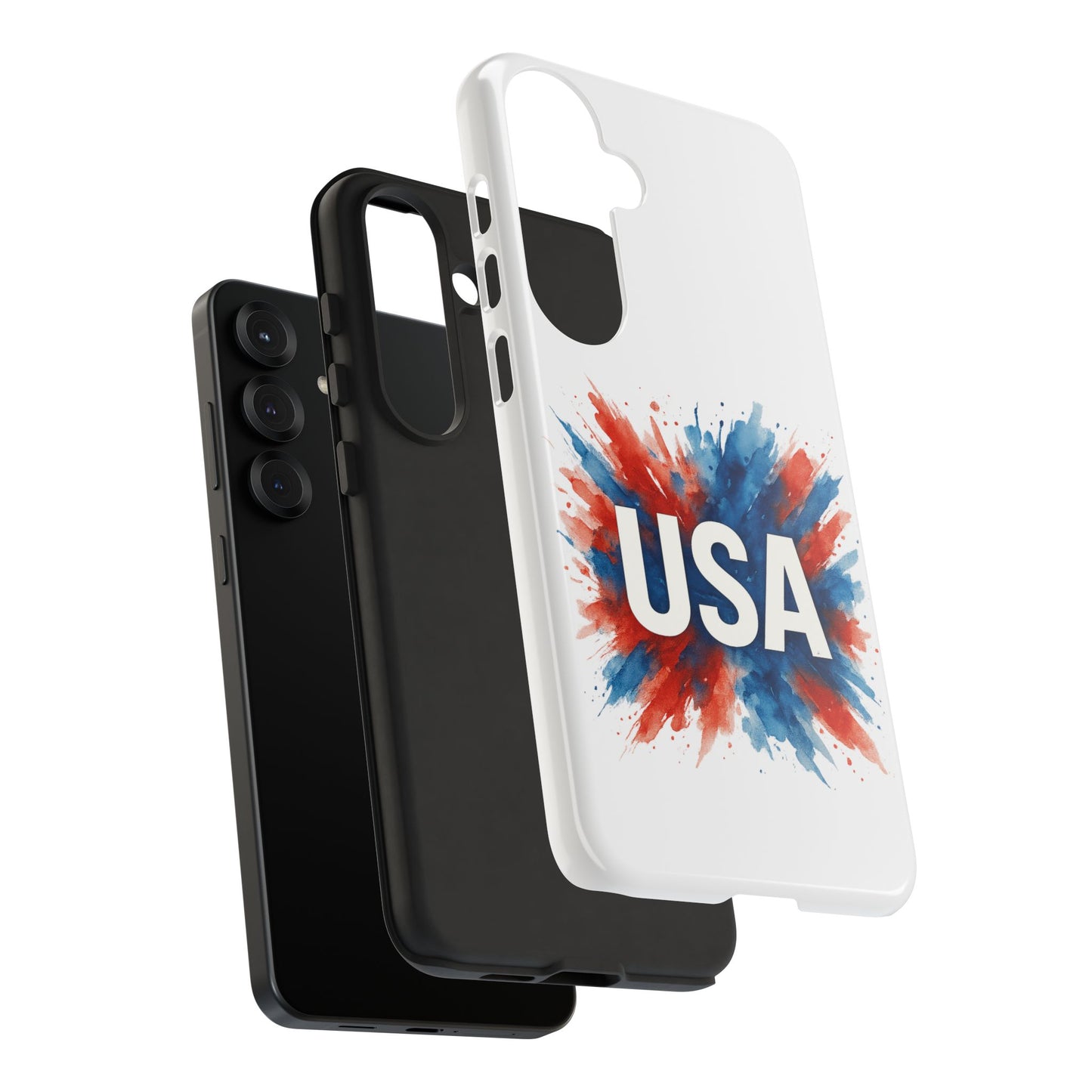 USA Splash Samsung Case - Patriotic Red White Blue Tough Cover, Dual-Layer Protection, 4th of July amd Veteran Gift for Galaxy