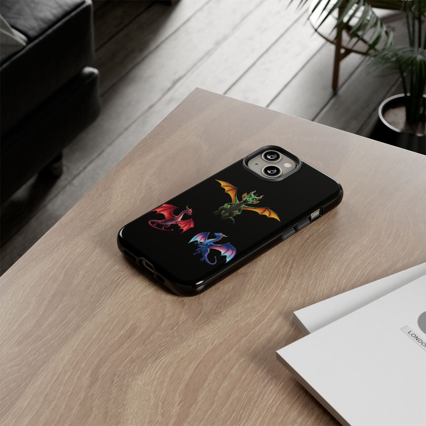 Vibrant Fantasy Dragon iPhone Case - Tough Armor Cover for iPhone 15/14/13 - Colorful Mythical Wings Gift for Dragon Lovers