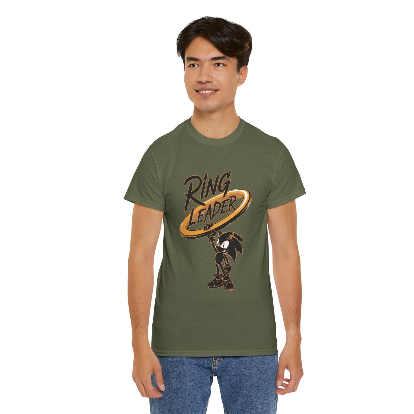Ring Leader Video Game Shirt – Fast Speed Hero Holding Gold Ring – Retro Gamer Graphic Tee for Arcade, Anime, and Gaming Fans
