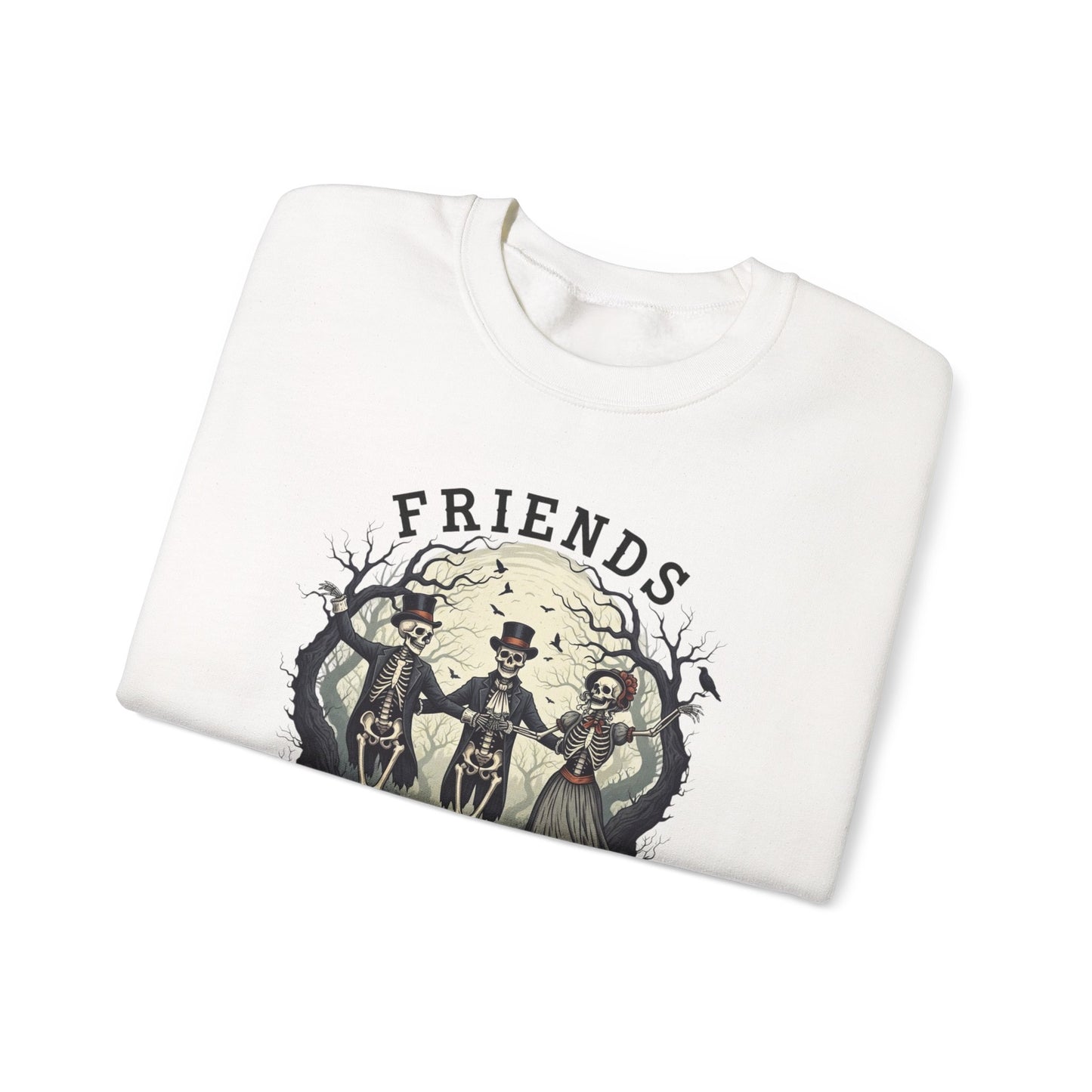 Friends Till The End Skeleton Sweatshirt | Dancing Skeletons Halloween Crewneck | Spooky Fall Graphic Pullover Gift for Bestie